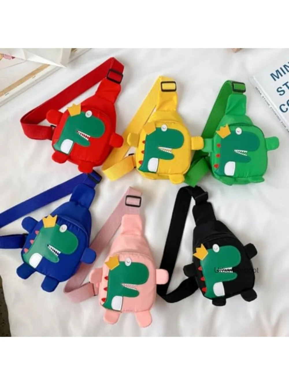 Kids Sling Bag Nylon Crossbody Dinosaur Pattern Small Travel Purse